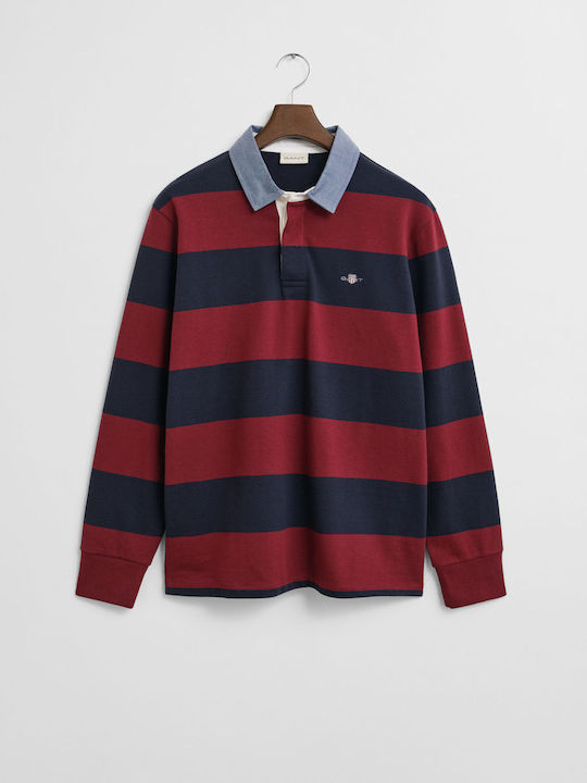 Heavy Polo Long Sleeve Burgundy Blouse
