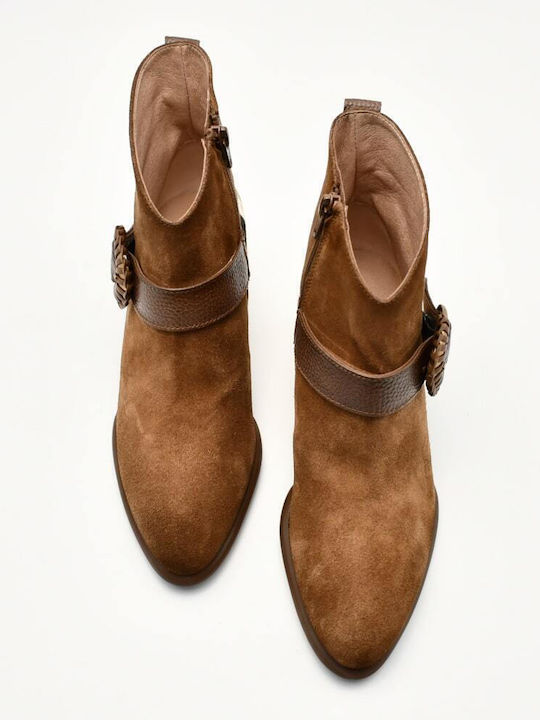Leder Stiefeletten Damen Braun