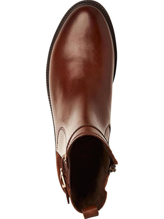 Leather Women's Ankle Boots Tabac Brown