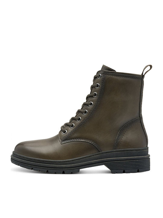 Leder Stiefeletten Damen Khaki
