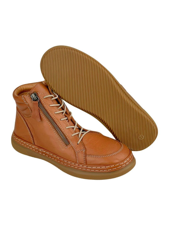 Leder Stiefeletten Damen Tabac Braun