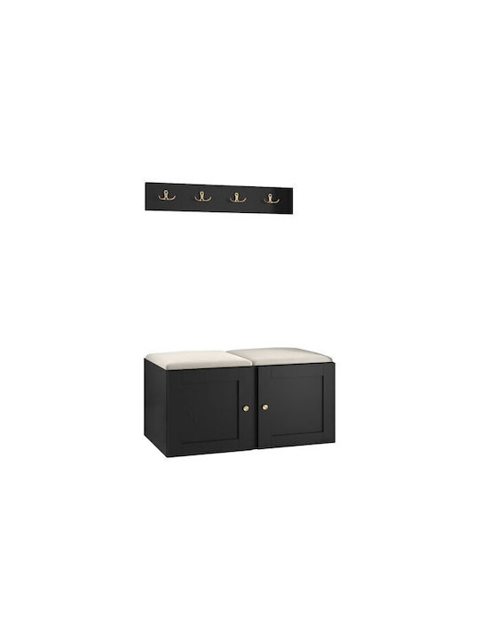 Hartford 376 Eingangsmöbel mit Spiegel & Garderobe Light Brown, Black 84x44x42cm