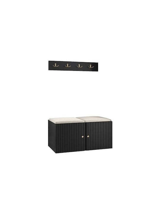 Hartford 384 Eingangsmöbel mit Spiegel & Garderobe Light Brown, Black 84x44x42cm