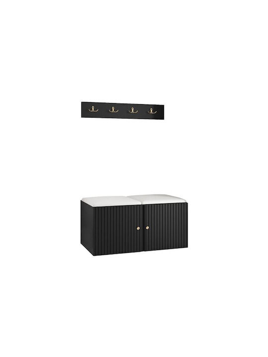 Hartford 384 Eingangsmöbel mit Spiegel & Garderobe White, Black 84x44x42cm