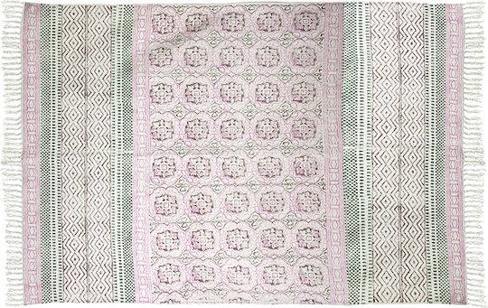 Zaros Block Print Килим Правоъгълена Памук Pink/green