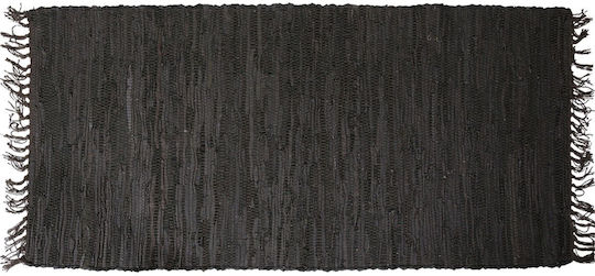 San Lorentzo Leather Flat Χαλί Εξωτερικού Χώρου Ορθογώνιο Δερμάτινο με Κρόσια Coffee 70x140cm