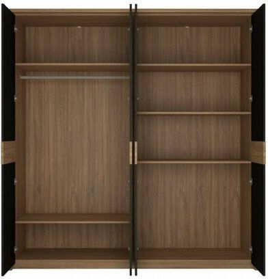 Melenou 103 Τετράφυλλη Ντουλάπα με Καθρέπτη 206x65x215cm Stirling Δρυς, Μαύρο Melenou 103 Τετράφυλλη Ντουλάπα με Καθρέπτη 206x65x215cm Stirling Δρυς, Μαύρο