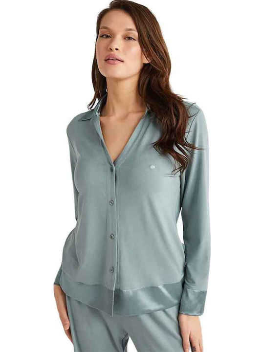 Penye Mood Winter Damen Pyjama-Set Dark Green