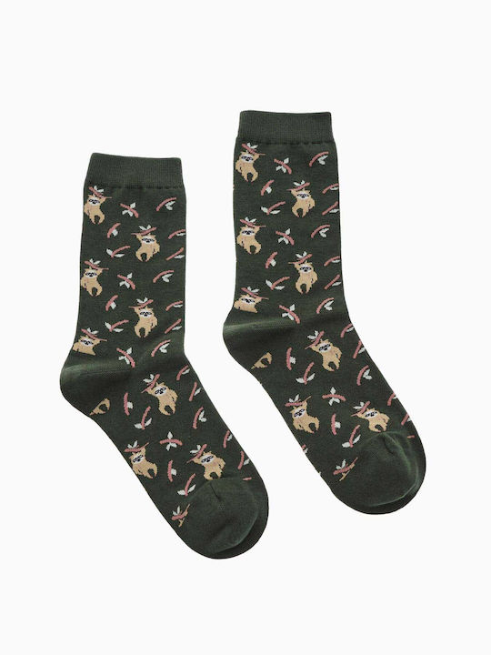 Walk Sloth Women's Socks Dark Green