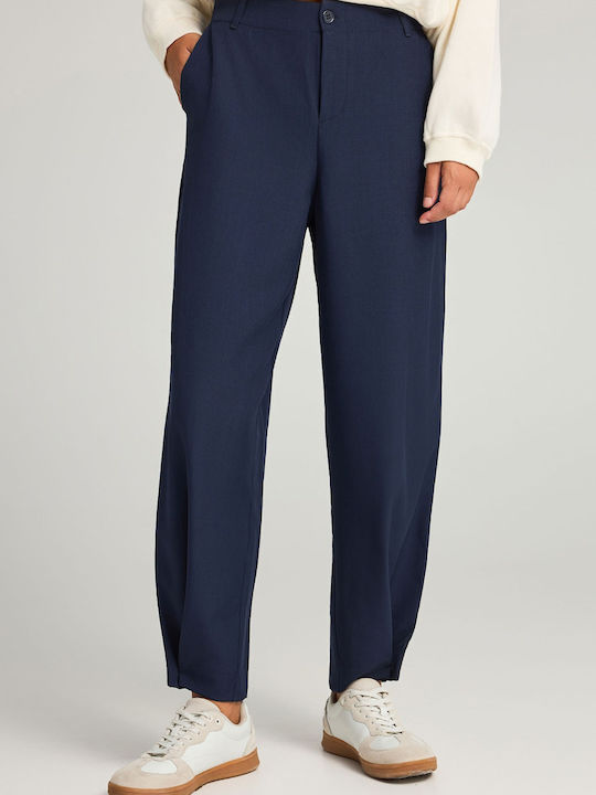 Damen Stoff Hose mit Gummizug Marineblau