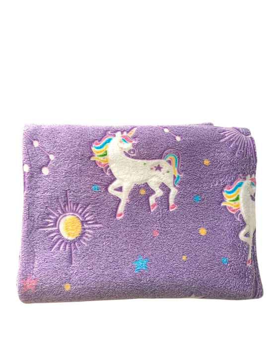 Blanket Fleece Glowing Fluorescent Purple 200x150cm