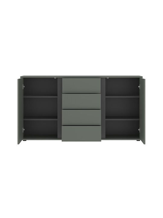 Sideboard Vircoro 104 Wooden with Drawers Anthracite, Green 155x40x82cm