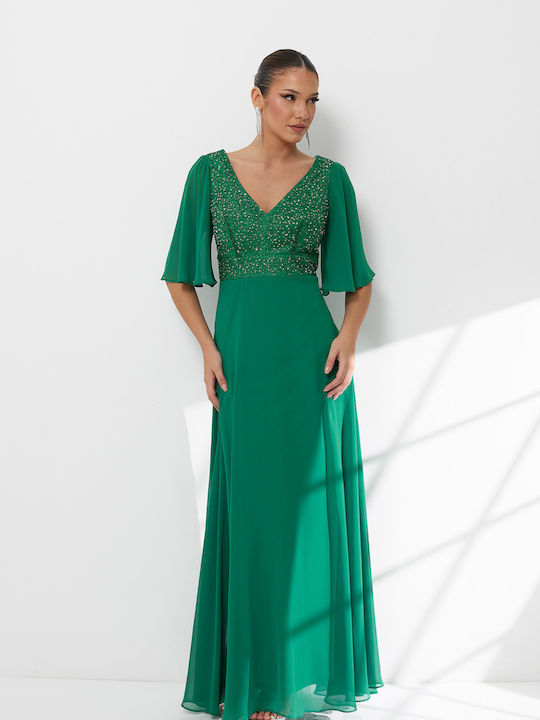 Summer Maxi Dress for Wedding / Christening Green