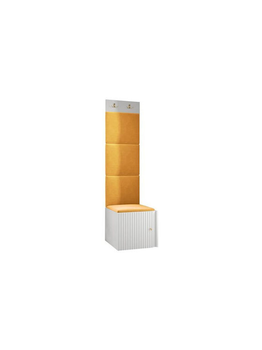 Hartford 386 Mobilier de Intrare cu Oglindă & Cuier White, Yellow 42x46x186cm