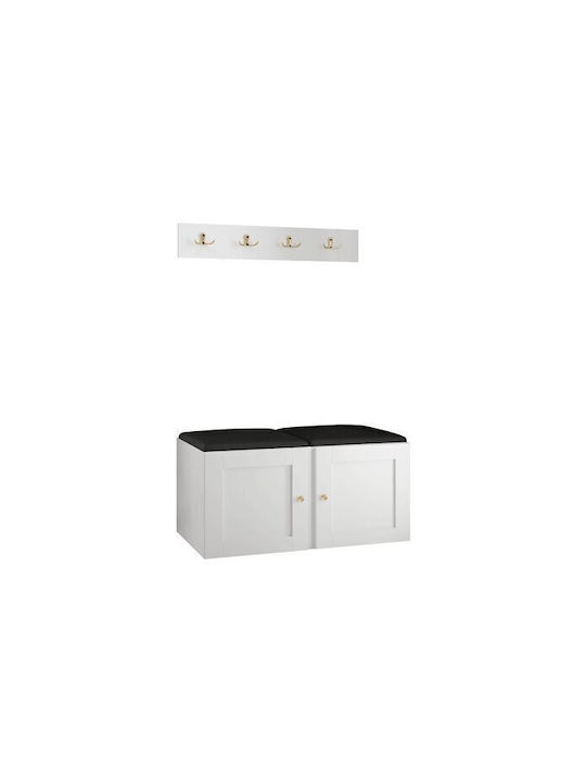 Hartford 376 Eingangsmöbel mit Spiegel & Garderobe White, Black 84x44x42cm