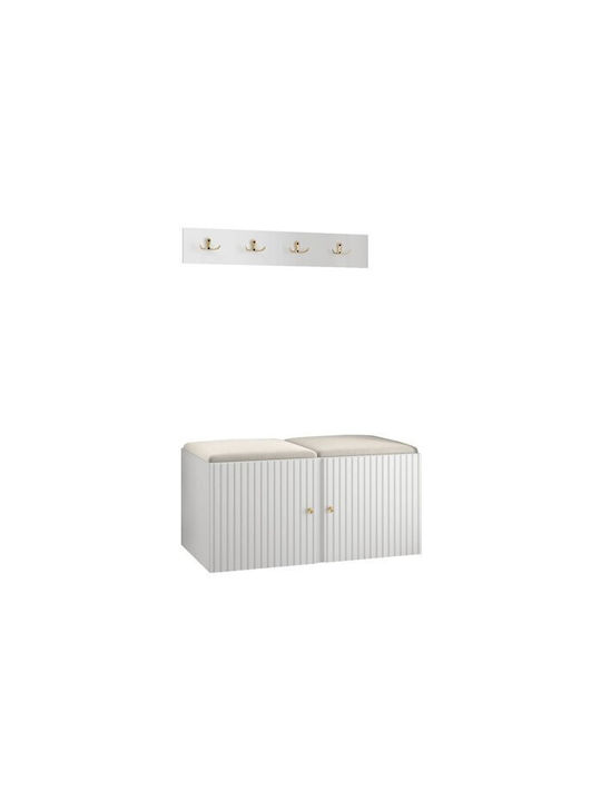 Hartford 384 Entry Furniture with Mirror & Hanger Light Brown, White 84x44x42cm