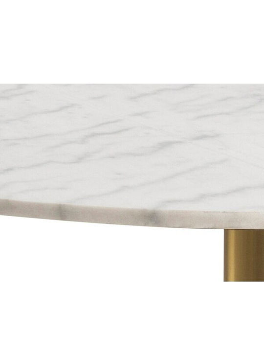 Norsica 420 Round Table Dining Room with Marble Surface Gold, White Marble 75x75cm
