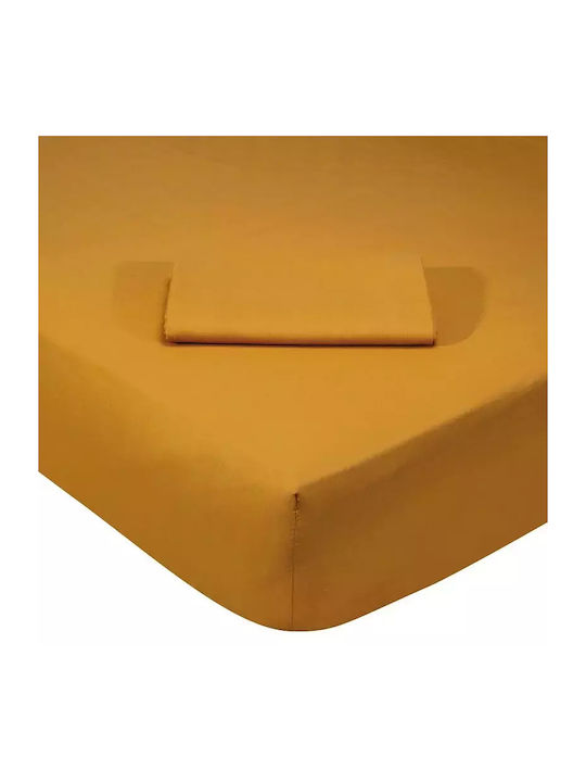 Das Home Best Σεντόνι King Size με Λάστιχο 180x200+35εκ. Κίτρινο