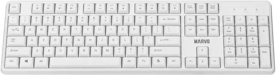 Marvo WS005 Ασύρματο Σετ Πληκτρολόγιο & Ποντίκι Αγγλικό US Λευκό