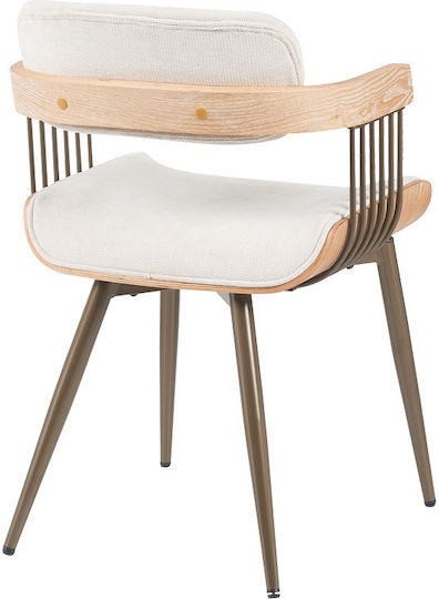 Καρέκλα Τραπεζαρίας Cameo 53x49.5x75.5εκ. Μπρονζέ-white-wash-μπέζ Καρέκλα Τραπεζαρίας Cameo 53x49.5x75.5εκ. Μπρονζέ-white-wash-μπέζ
