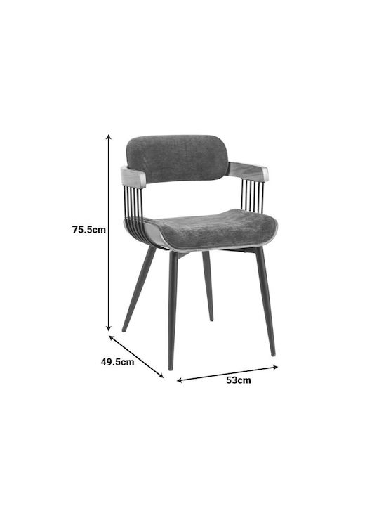 Cameo Dining Room Metallic Armchair Black-walnut Anthracite 53x49.5x75.5cm