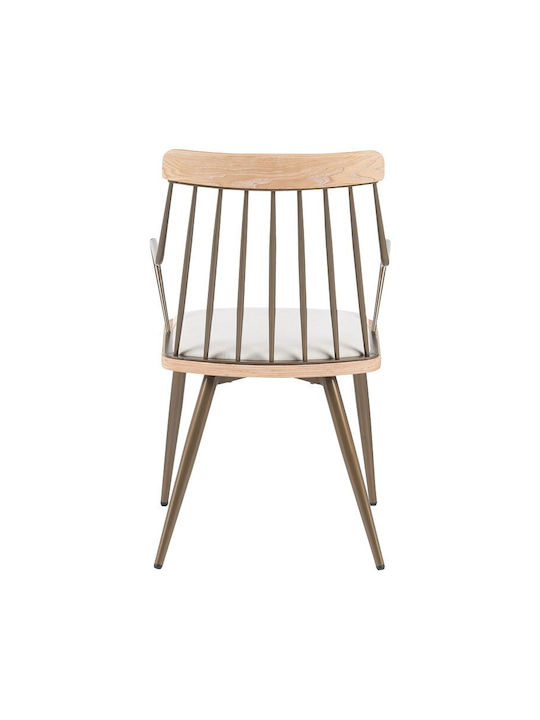 Posse Dining Room Metallic Armchair Μπρονζέ-white Wash-μπεζ 52x59x83cm