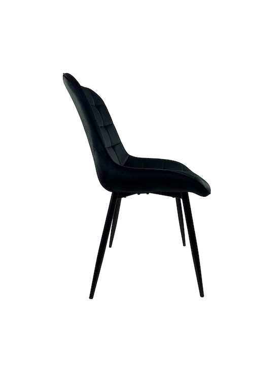 Brisa Dining Room Velvet Chair Black Velvet-Black Metal 53x60x85cm