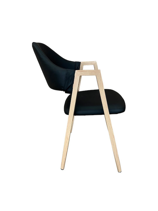 Solana Dining Room Artificial Leather Chair Black/Natural 51x51x81cm