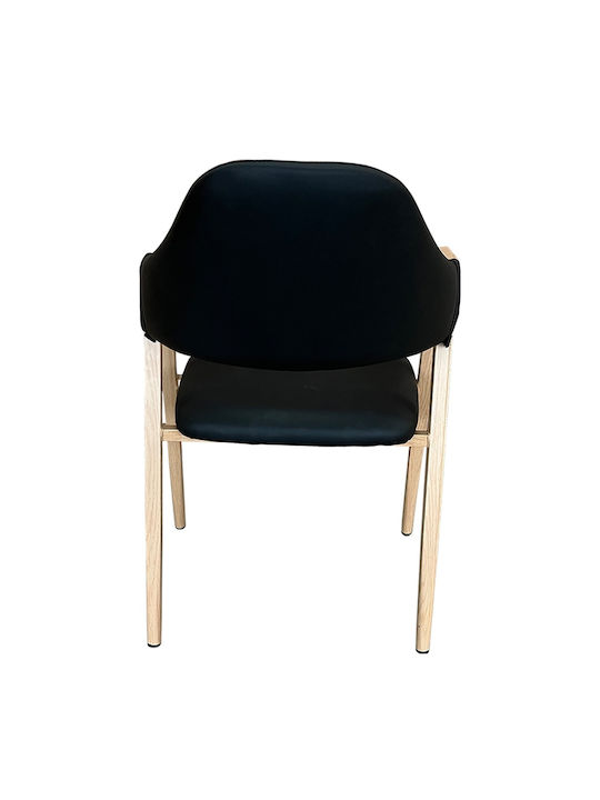 Solana Dining Room Artificial Leather Chair Black/Natural 51x51x81cm