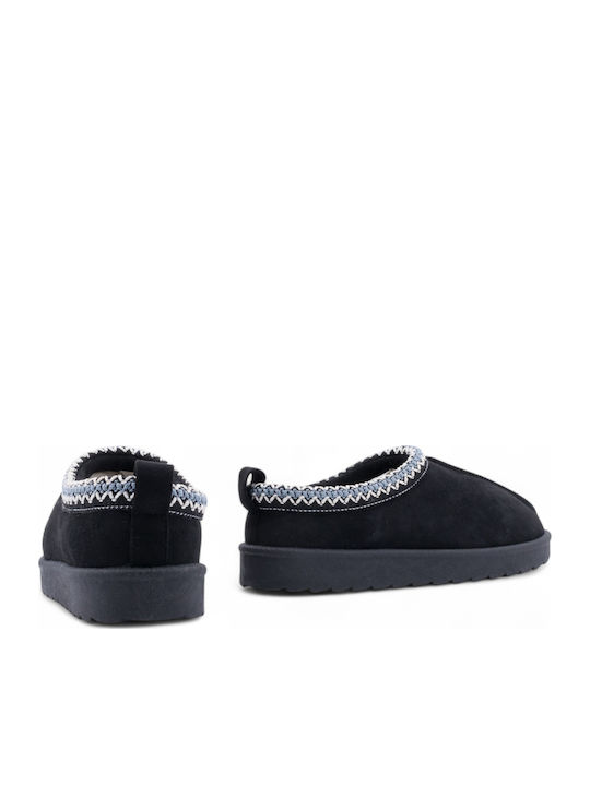 Winter Women's Slippers with Fur Black