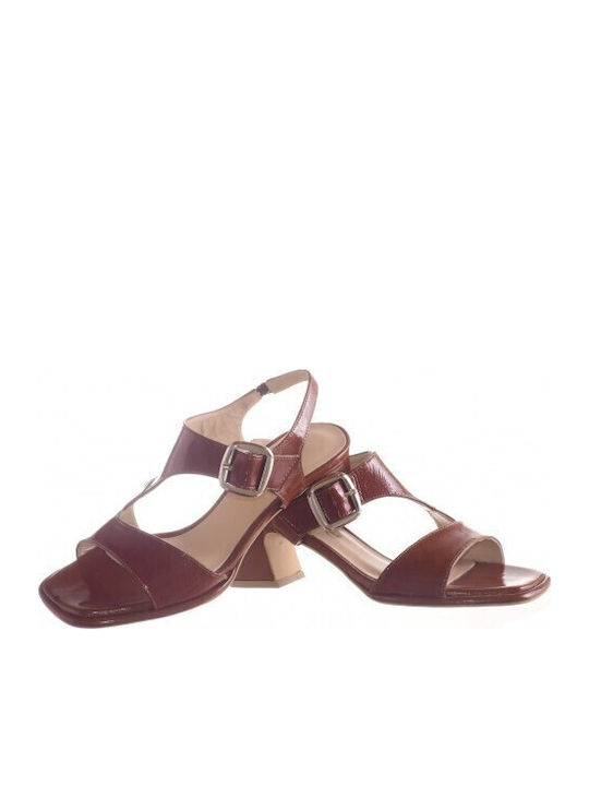 Sandalen Anatomisch aus Lackleder Tabac Braun