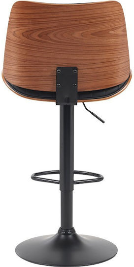 Hocker Bar mit Rückenlehne Gepolstert mit Kunstleder Amani Black Pu 50.5x54x87.5cm