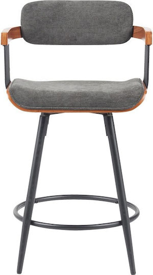 Stool Bar with Backrest Metallic Cameo Black-walnut Anthracite 53x50x93cm