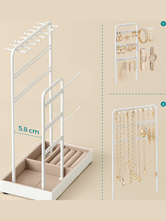 Songmics Σταντ Κοσμημάτων Μεταλλικό Λευκό 19.6x11.5x30.8cm