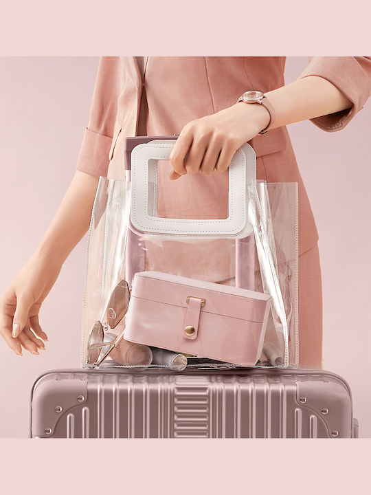 Songmics Travel Jewellery Box with Faux Leather Pink 16x11.6x7.5cm