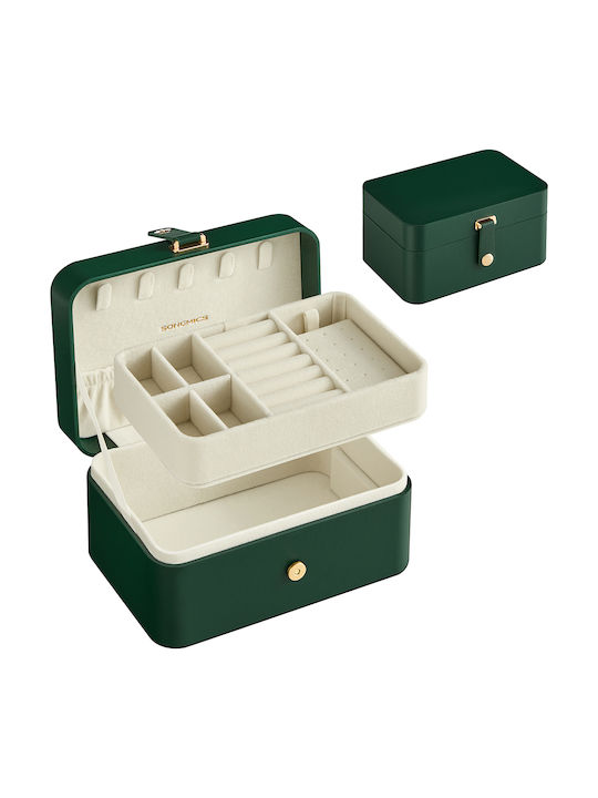 Songmics Green Travel Jewellery Box 16x11.6x7.5cm