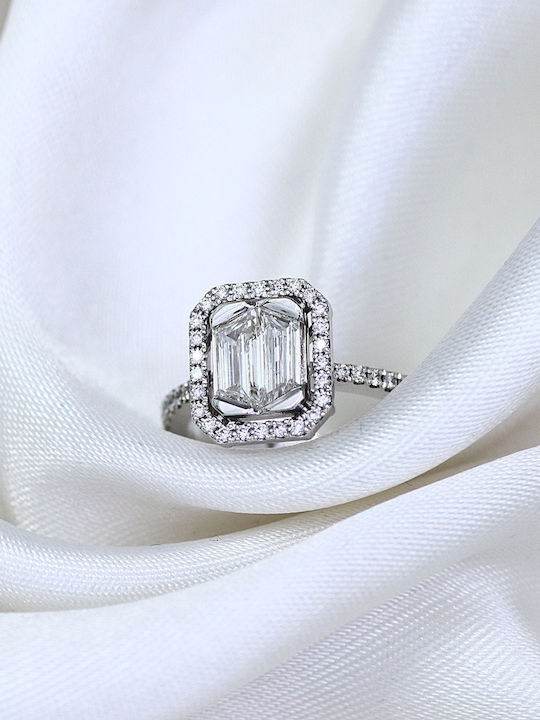 Damen Ring mit Diamant aus Weißgold 18K