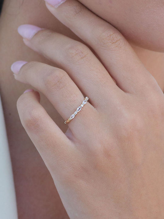 Damen Ring Halbring mit Zirkonia aus Gold 14K