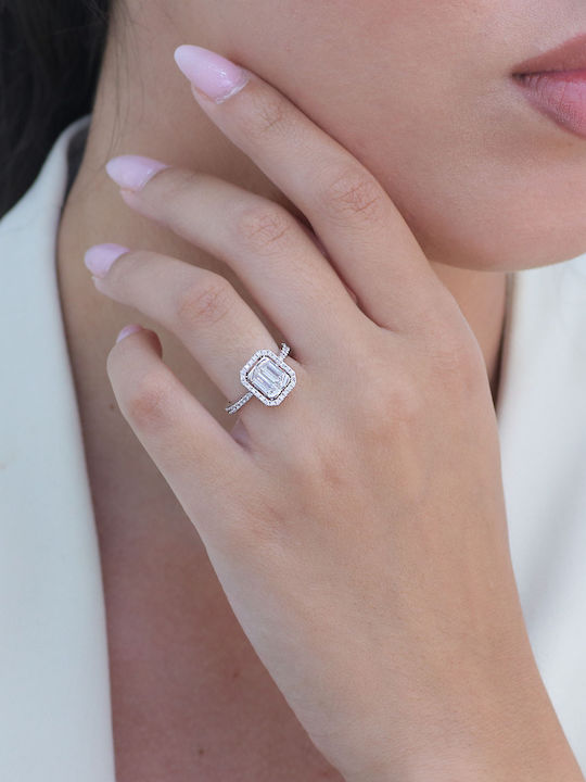 Damen Ring mit Diamant aus Weißgold 18K