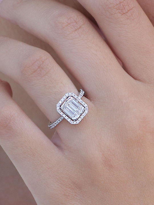 Damen Ring mit Diamant aus Weißgold 18K