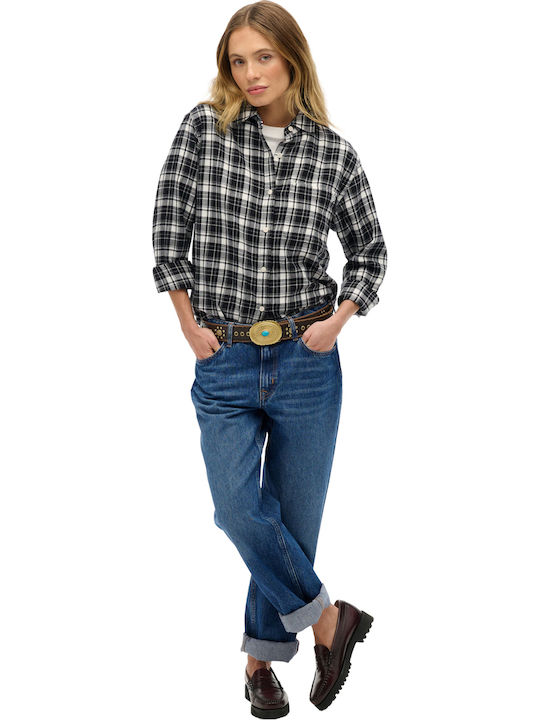 Women's Checked Long Sleeve Shirt Black