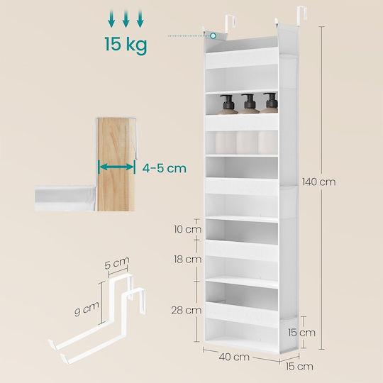 Songmics Κρεμάστρα Πόρτας 5 Θέσεων Πλαστική 40x15x140εκ.