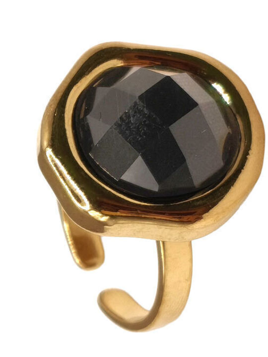 Damen Ring mit Steinen aus Stahl Vergoldet