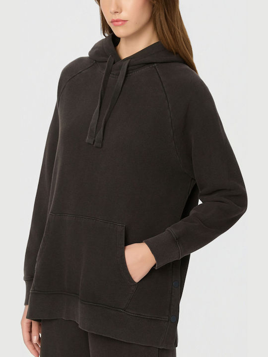 Long Women's Sweatshirt Hooded Vintage Black