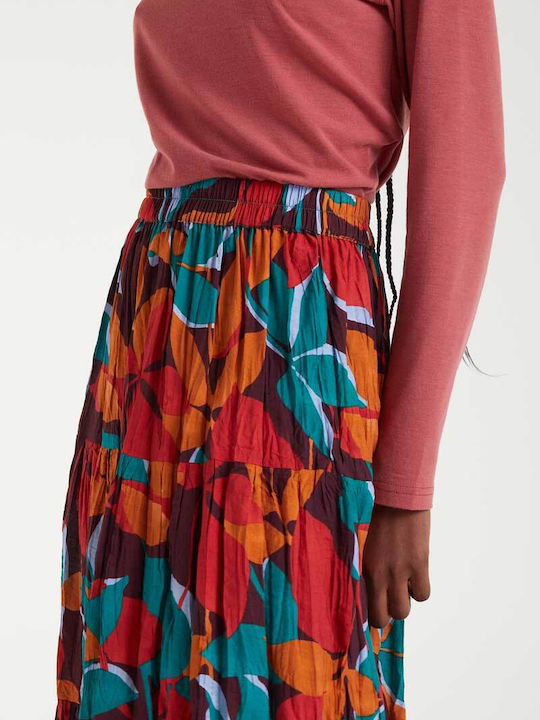 Pleated High-waisted Midi Skirt Burnt Orange