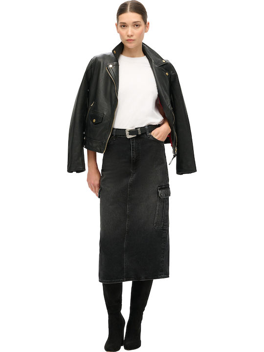 Midi Rock Black Denim