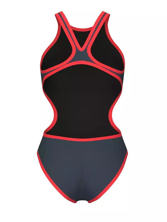 One Biglogo One-Piece Swimsuit with Cutouts Gray