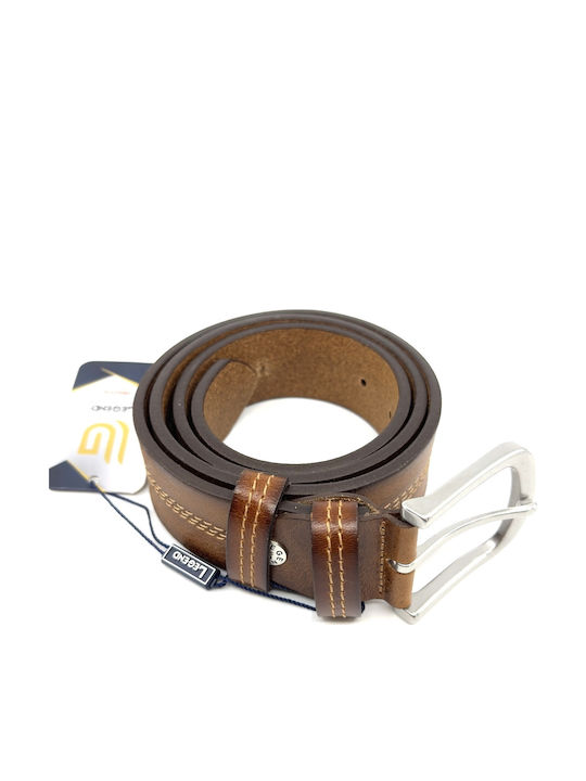Wide Men's Belt Leather Tabac Brown