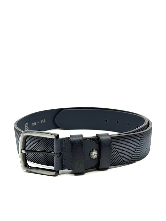 Wide Men's Belt Leather Blue