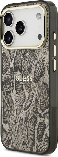 Guess Python Pattern Magsafe Umschlag Rückseite Silikon Braun (iPhone 17 Pro Max)